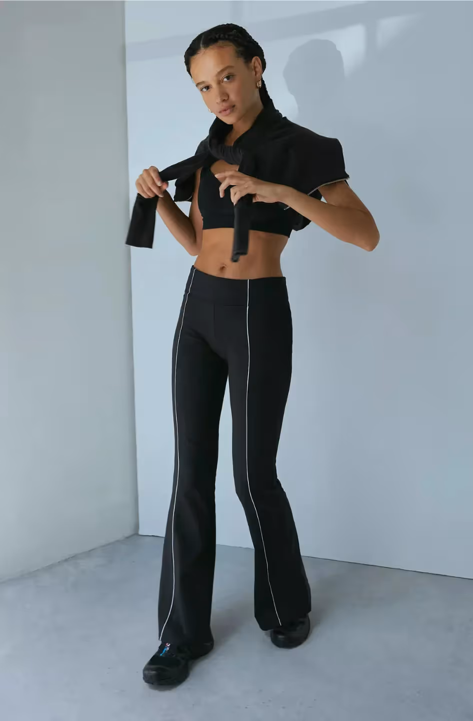 Black Piped Flare Pant image 1