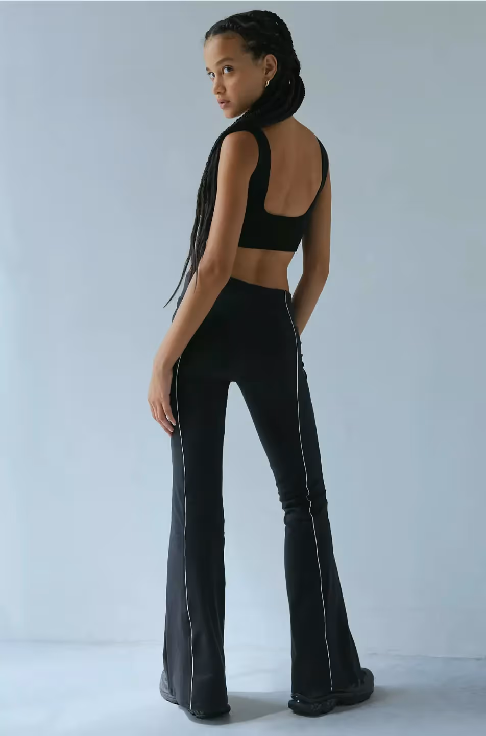 Black Piped Flare Pant image 3
