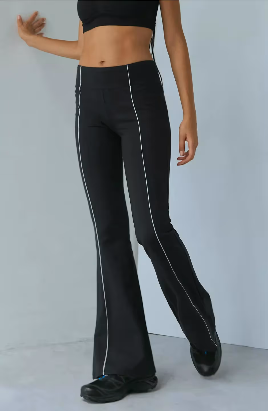Black Piped Flare Pant image 4