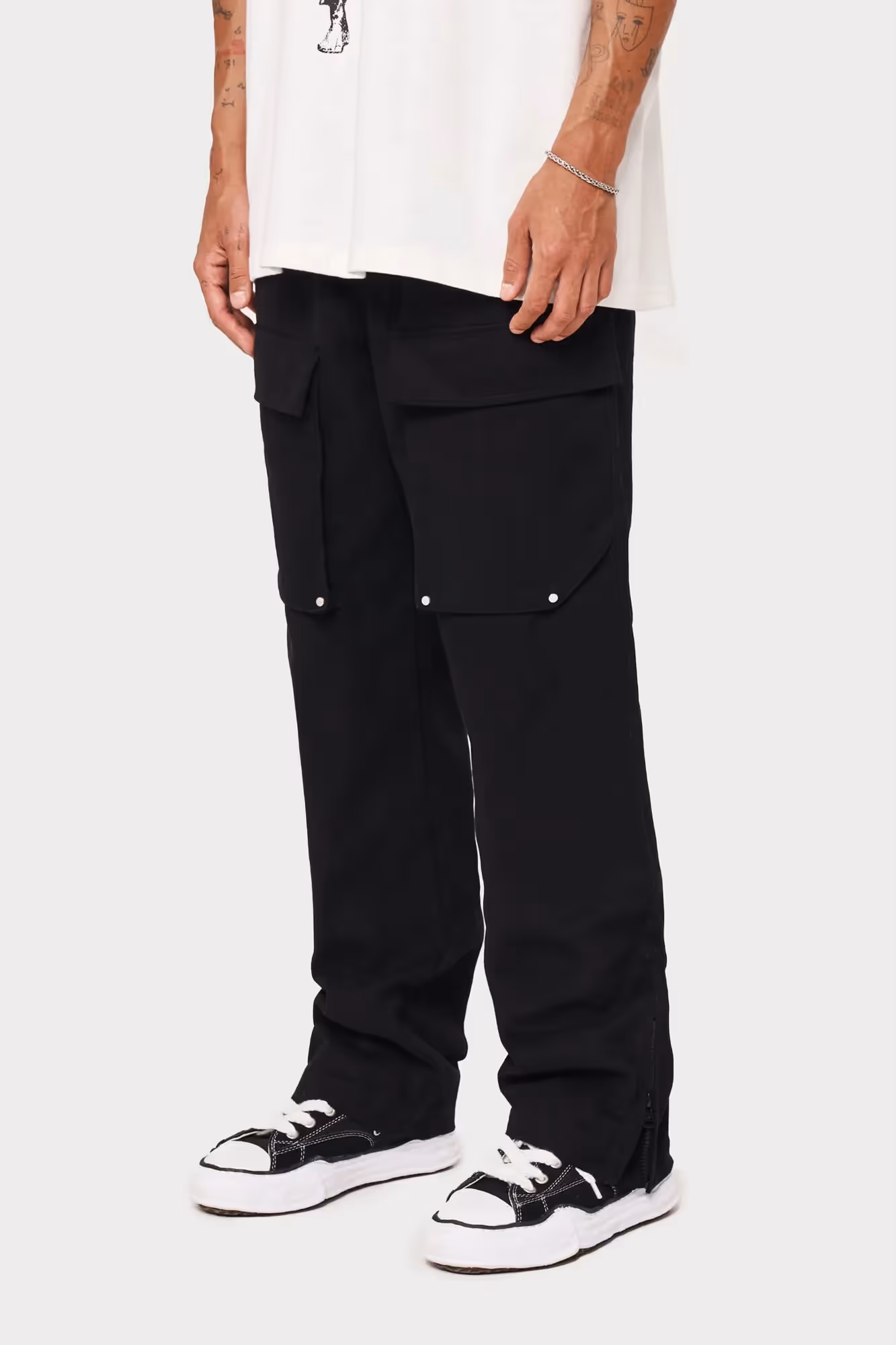 Black Ripstop Twill Straight Cargos image 1