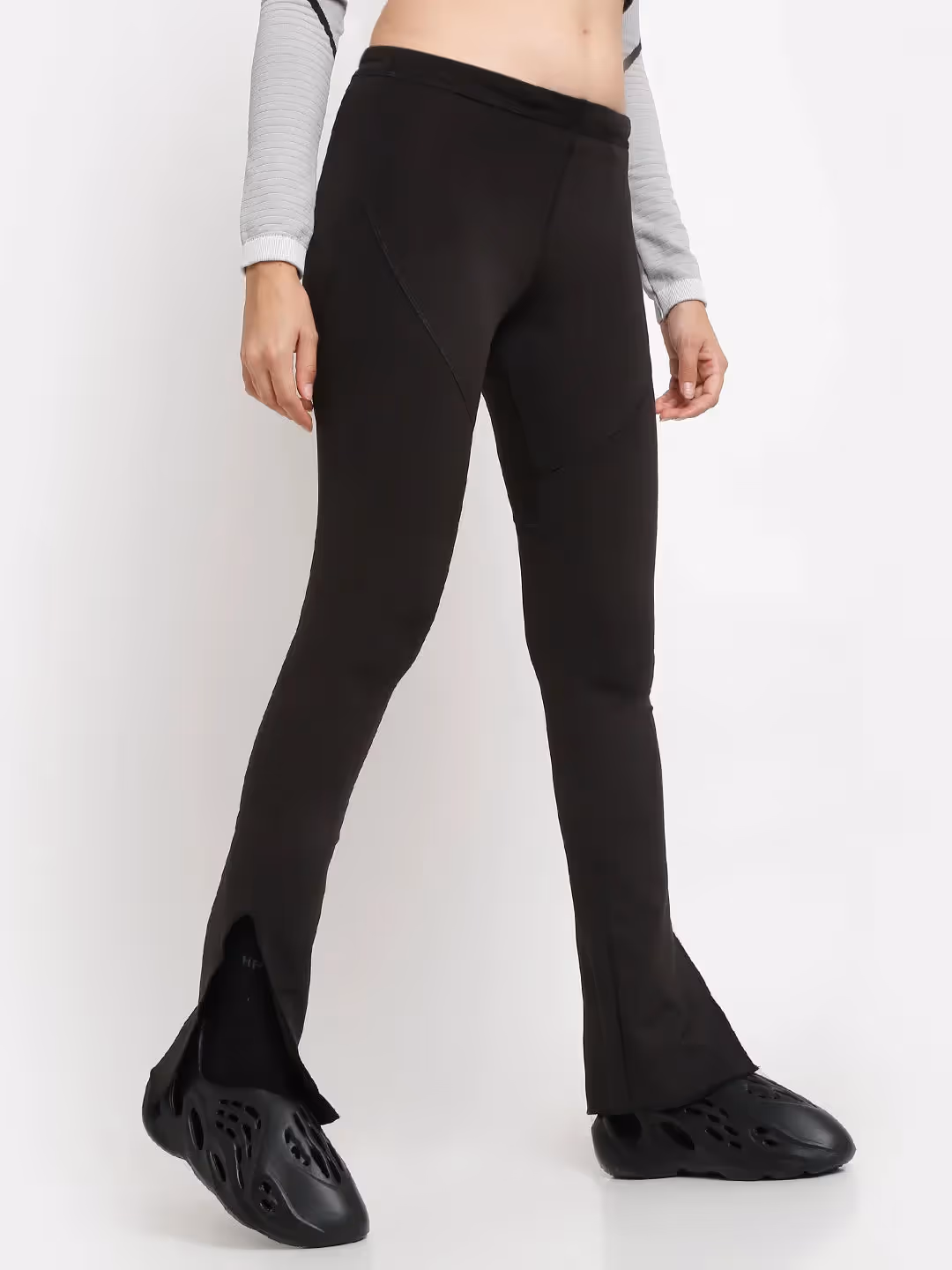 Black Side Slit Flare Pants  image 3