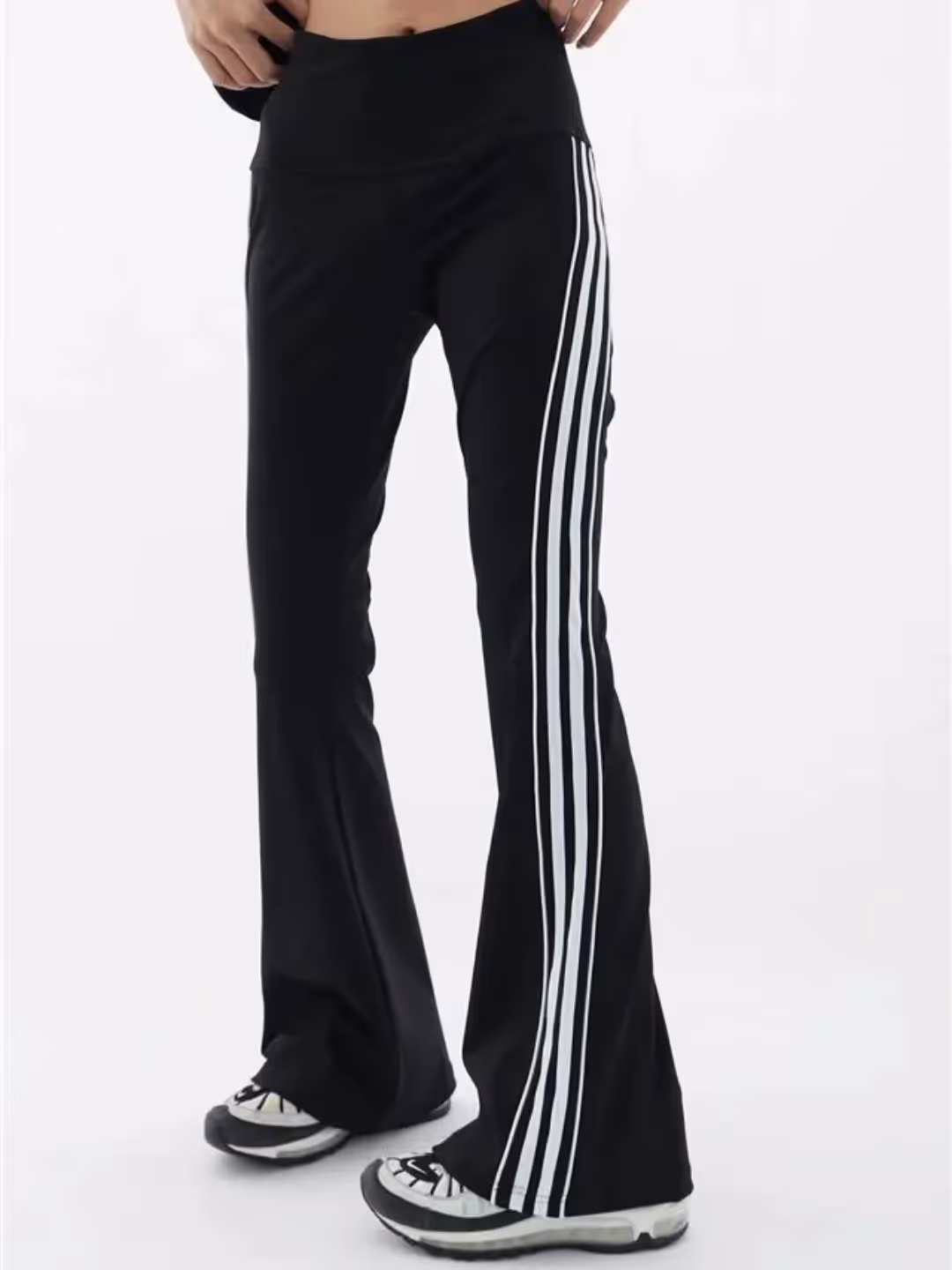 Black Stripe Flare Leggings image 1
