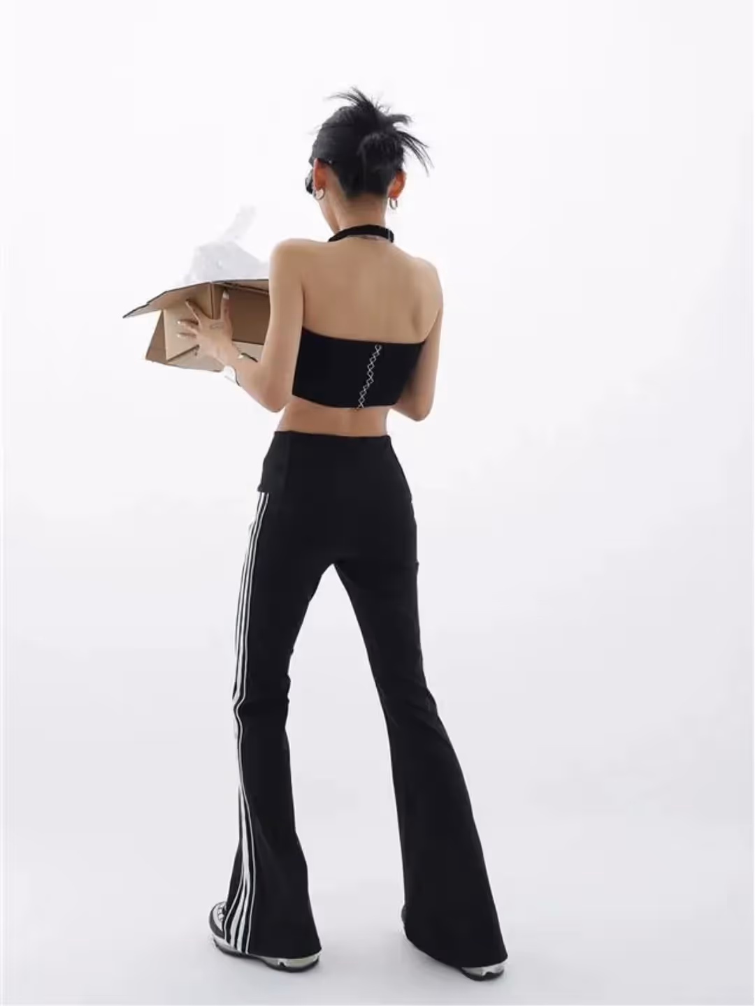 Black Stripe Flare Leggings image 2