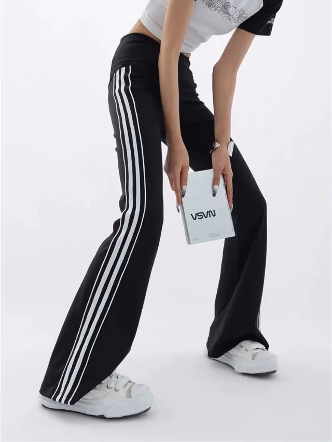 Black Stripe Flare Leggings image 3