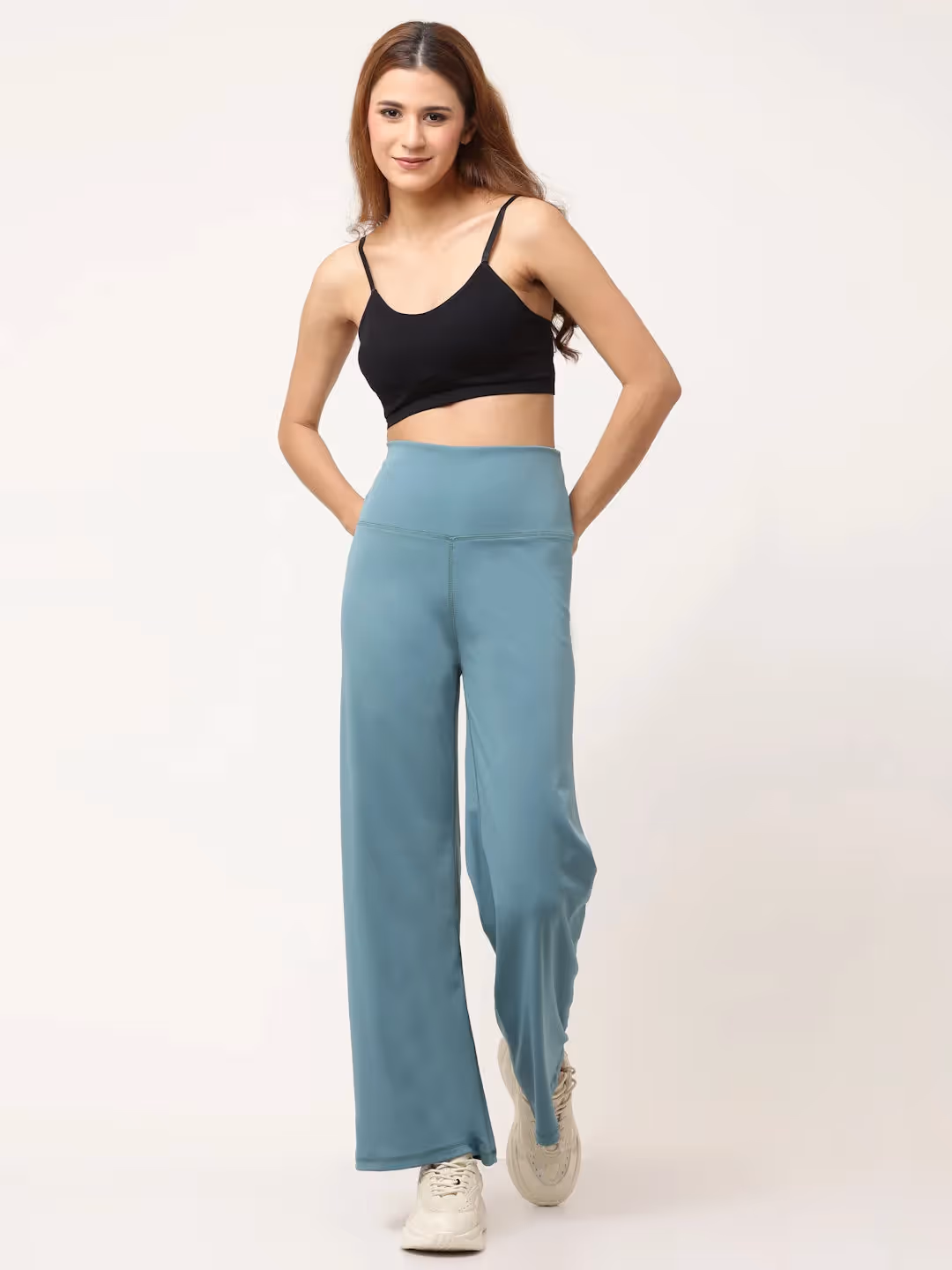 Blue Flared High Rise Full Length Yoga Pants image 1