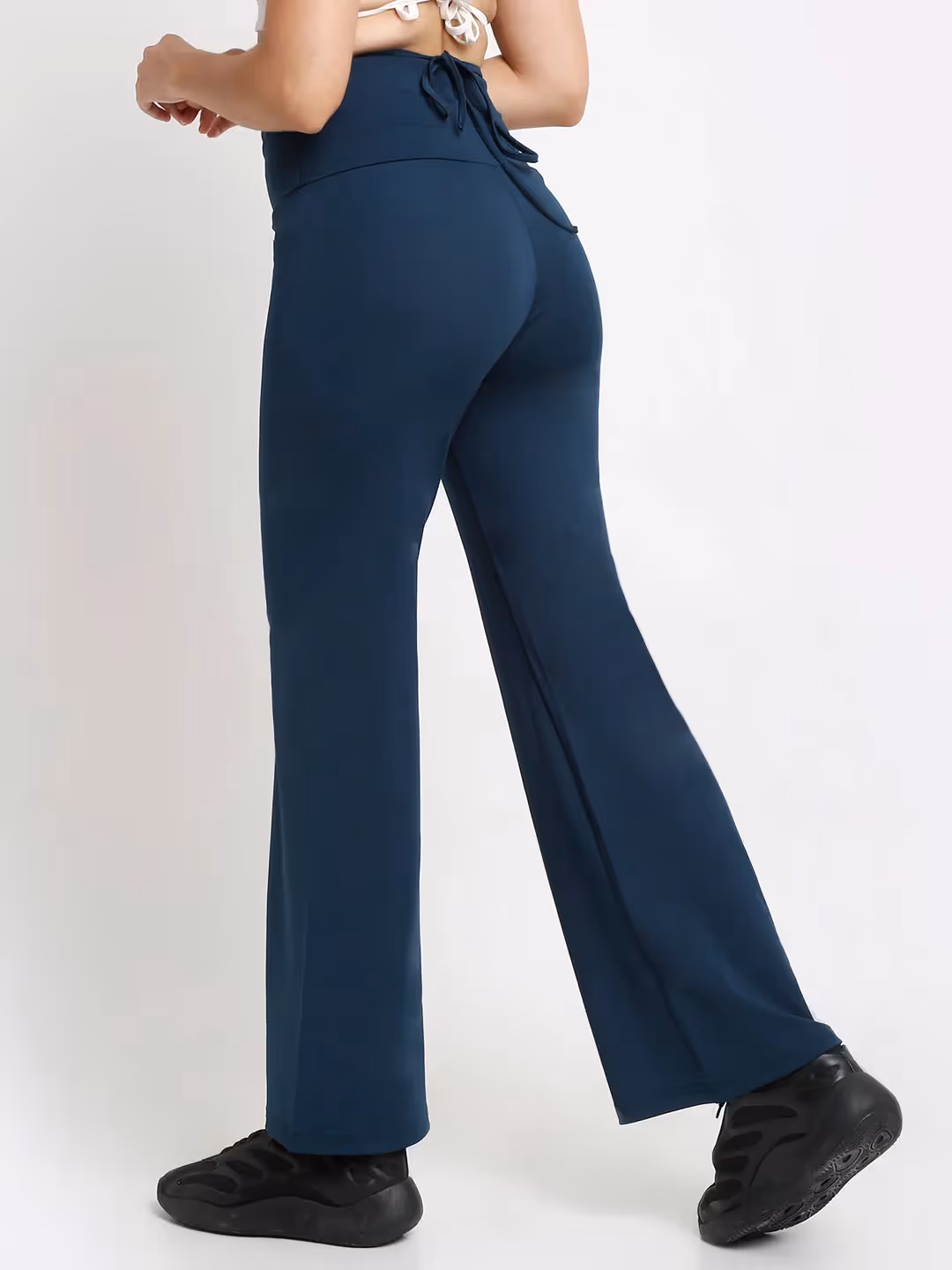 Blue High Waist Tie Up Flared Trouser image 2