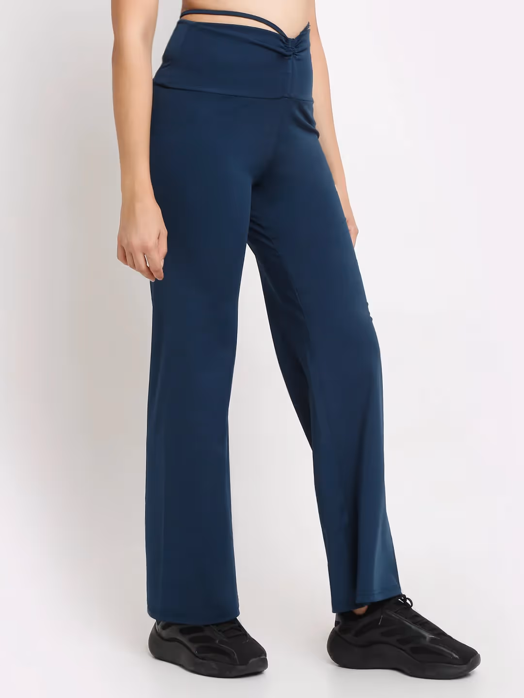 Blue High Waist Tie Up Flared Trouser image 5