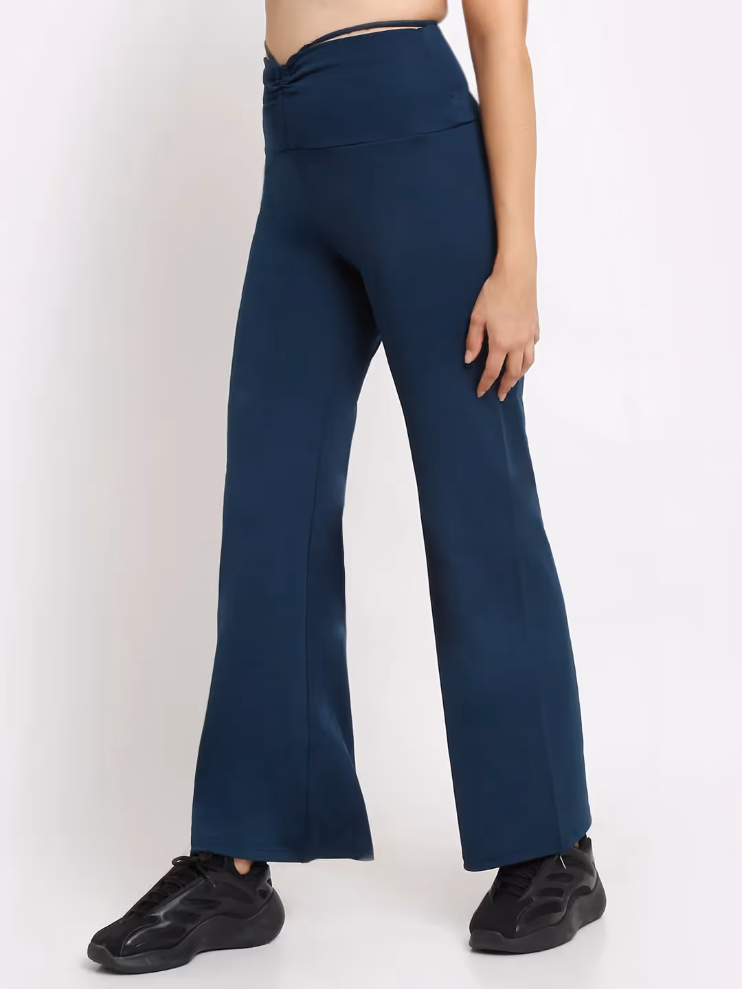 Blue High Waist Tie Up Flared Trouser image 6
