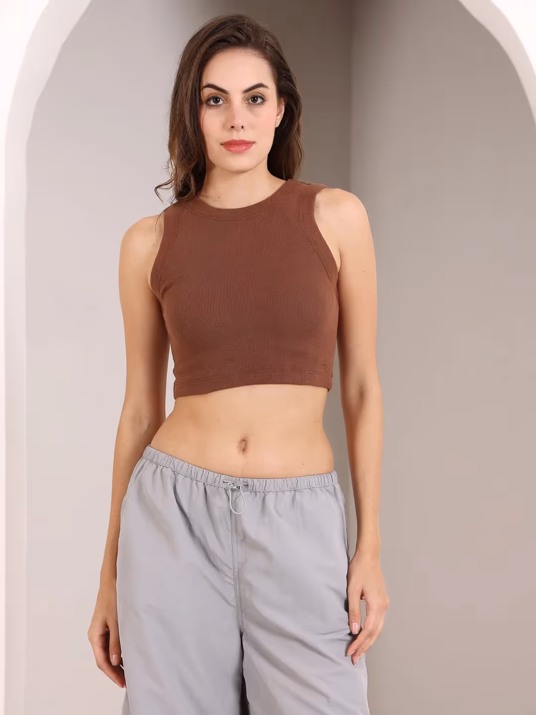 Brown Rib Tank Top  image 2