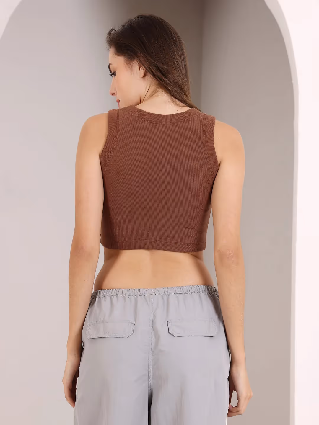 Brown Rib Tank Top  image 3