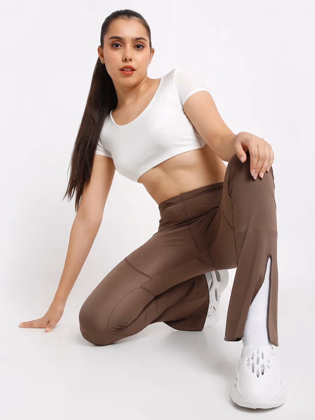 Brown Side Slit Flare Pants  image 5