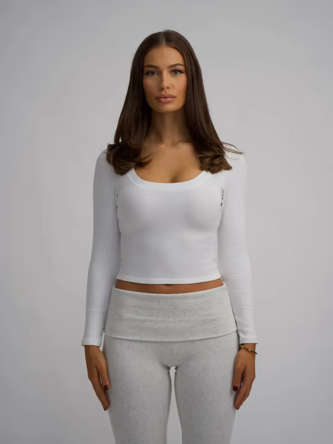 Comfort White Rib Long Sleeve Top image 1