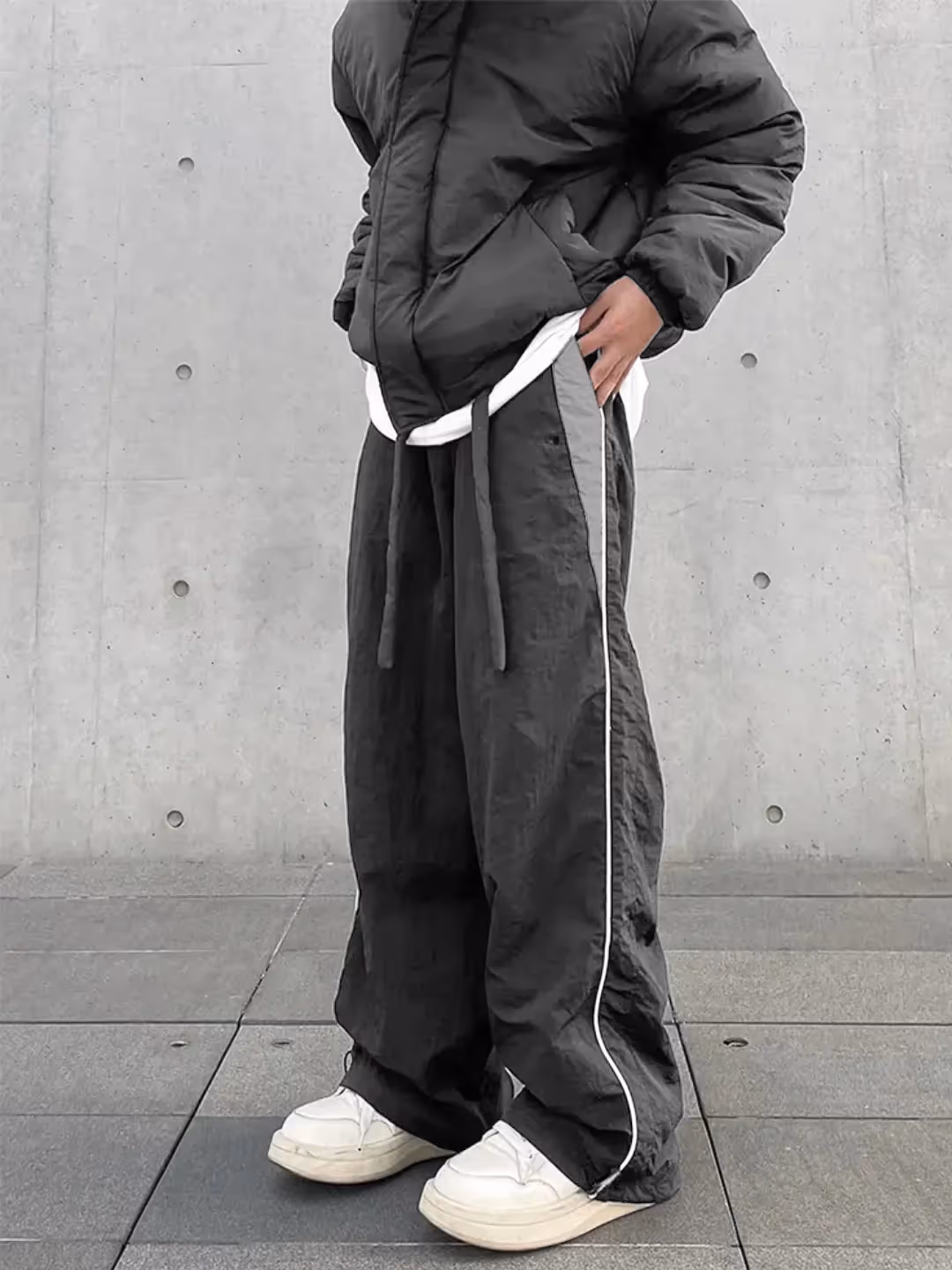 Dark Grey Contrast Piping Detail Trackpants image 1