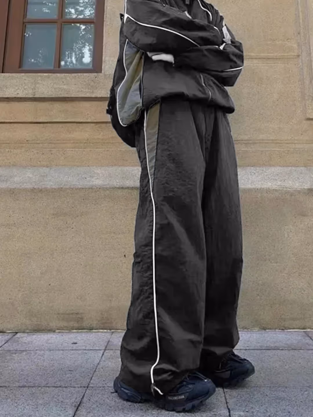 Dark Grey Contrast Piping Detail Trackpants image 2
