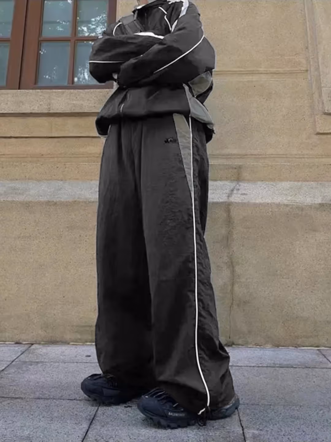 Dark Grey Contrast Piping Detail Trackpants image 3