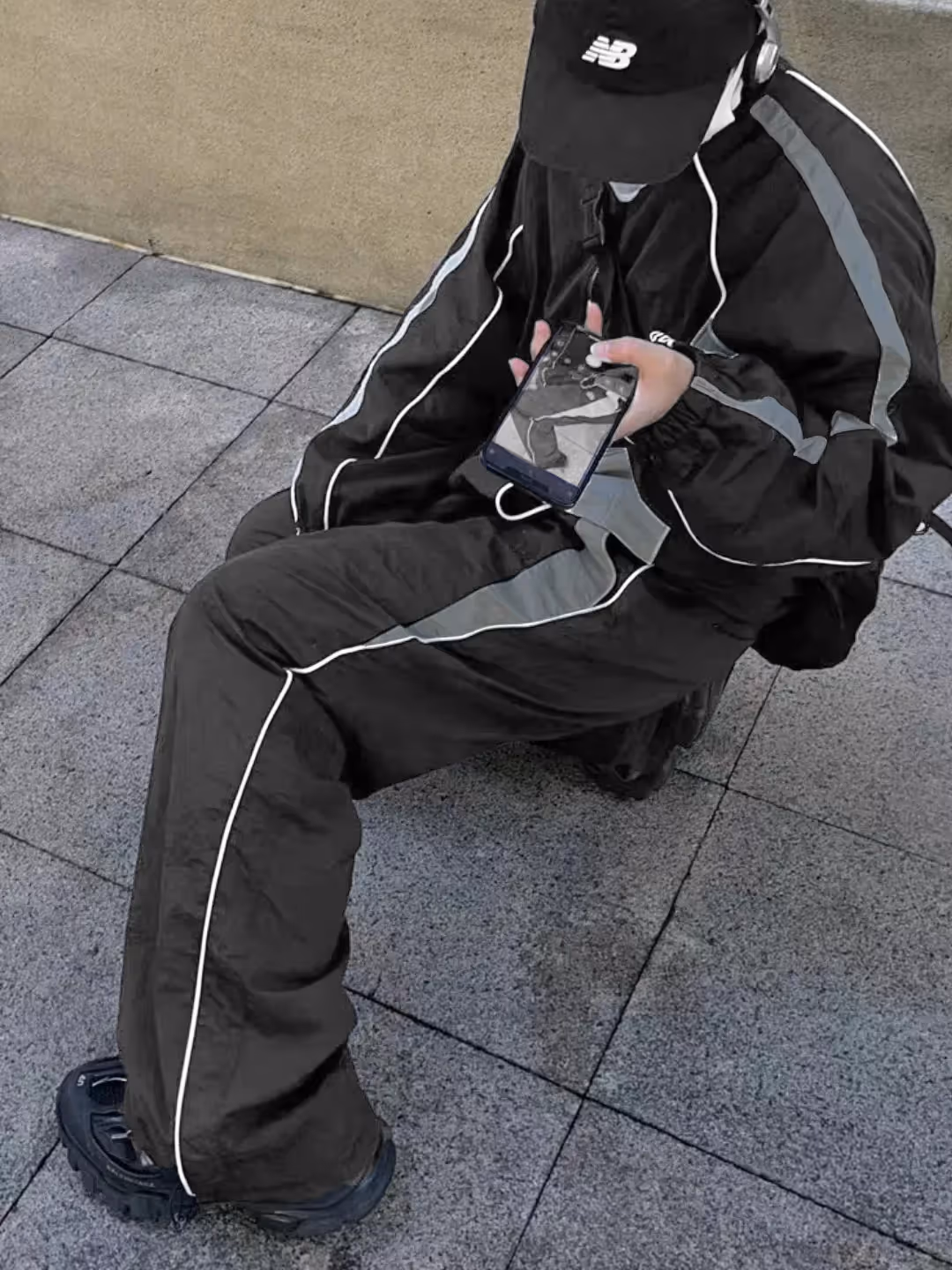 Dark Grey Contrast Piping Detail Trackpants image 4