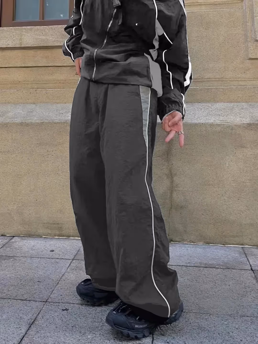 Dark Grey Contrast Piping Detail Trackpants image 5
