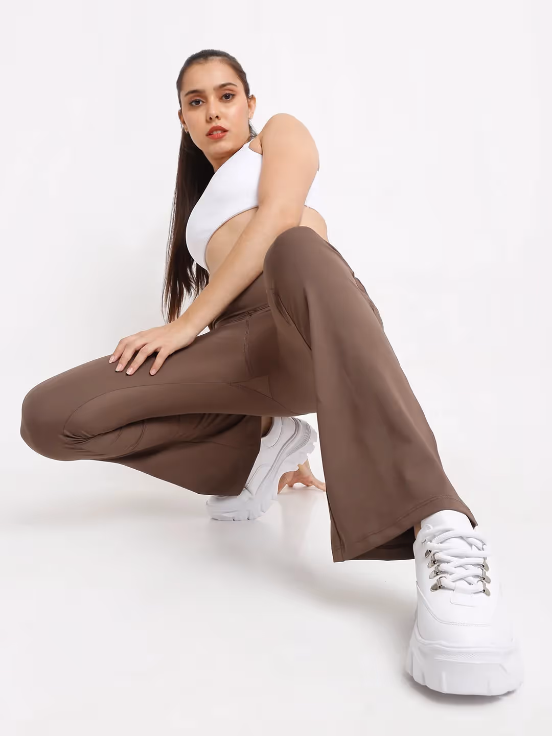 Flare High Waisted Essential Pants With Pockets image 1