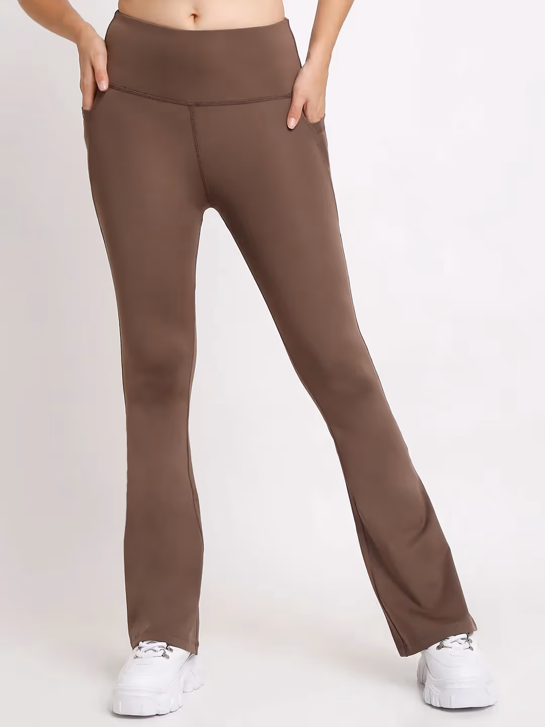 Flare High Waisted Essential Pants With Pockets image 2