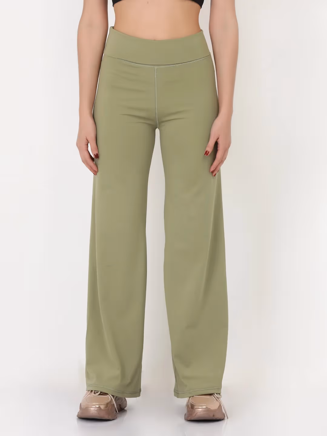 Green Flared High Rise Full Length Yoga Pants image 1