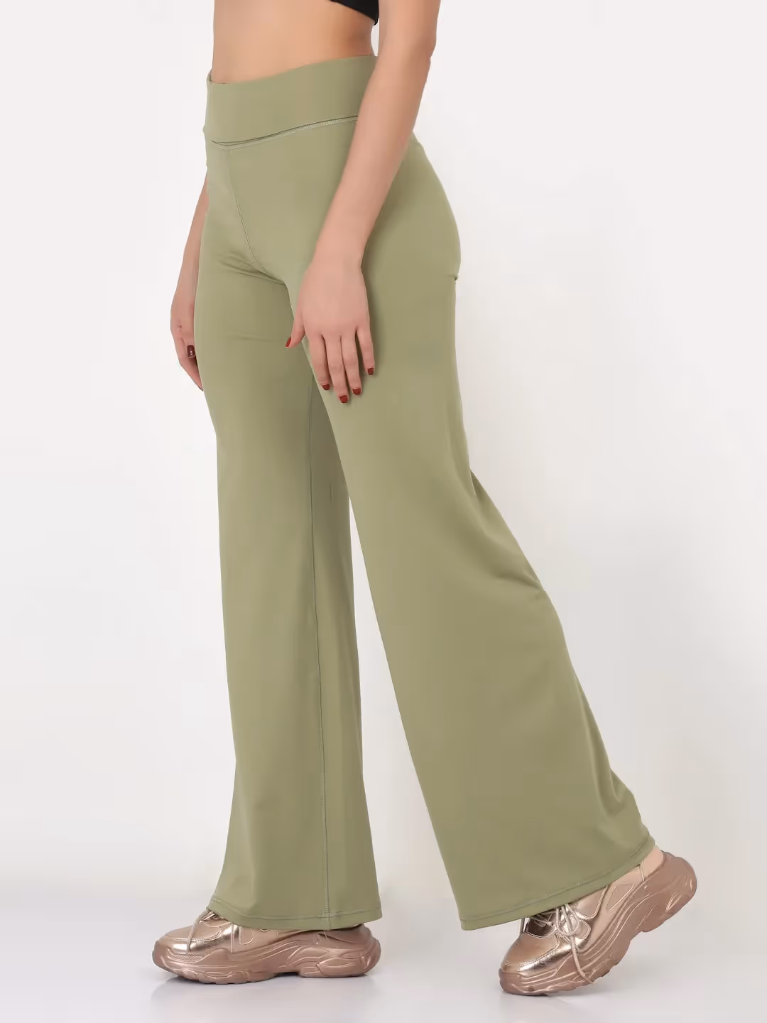 Green Flared High Rise Full Length Yoga Pants  image 2