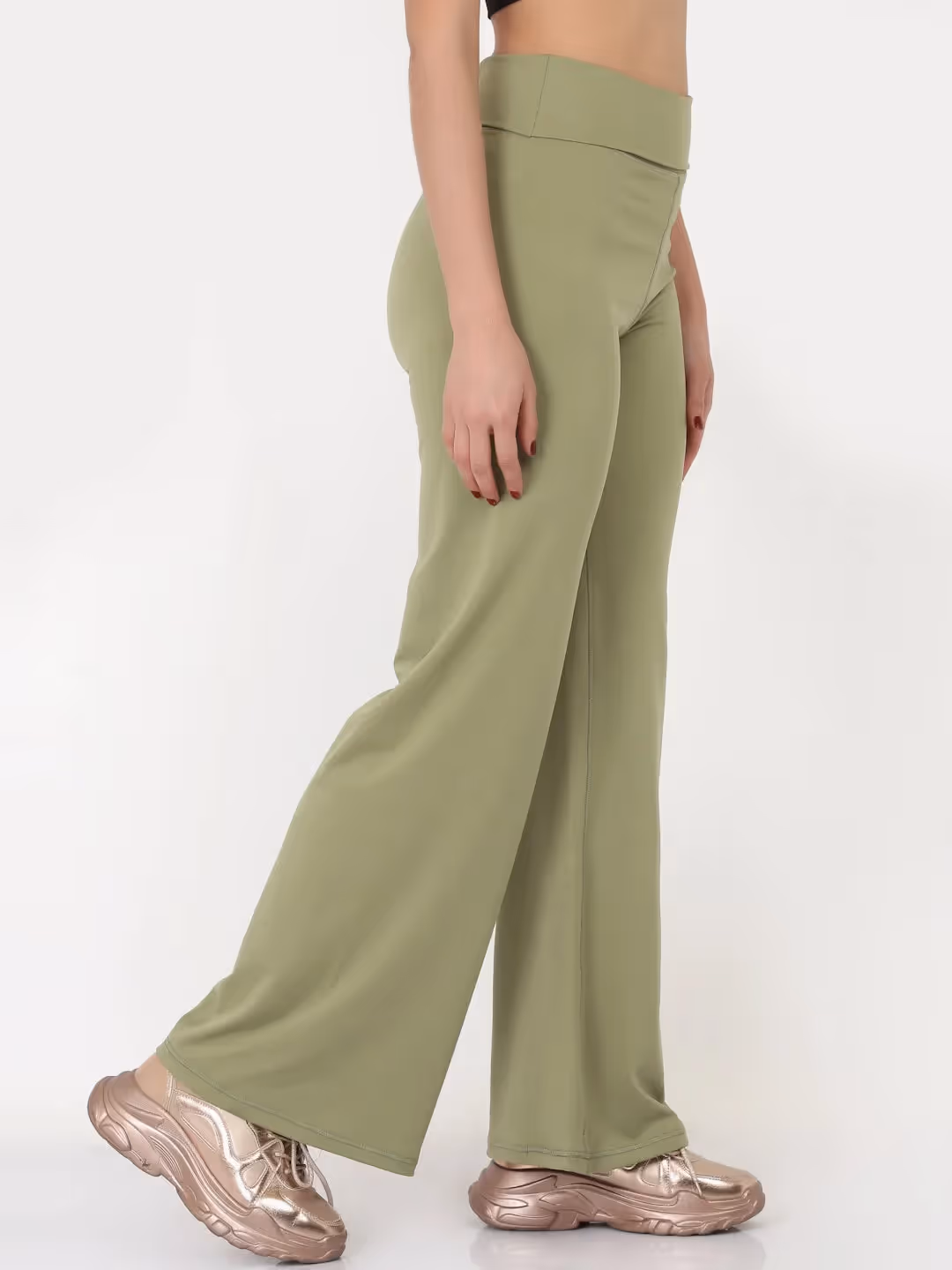 Green Flared High Rise Full Length Yoga Pants  image 4