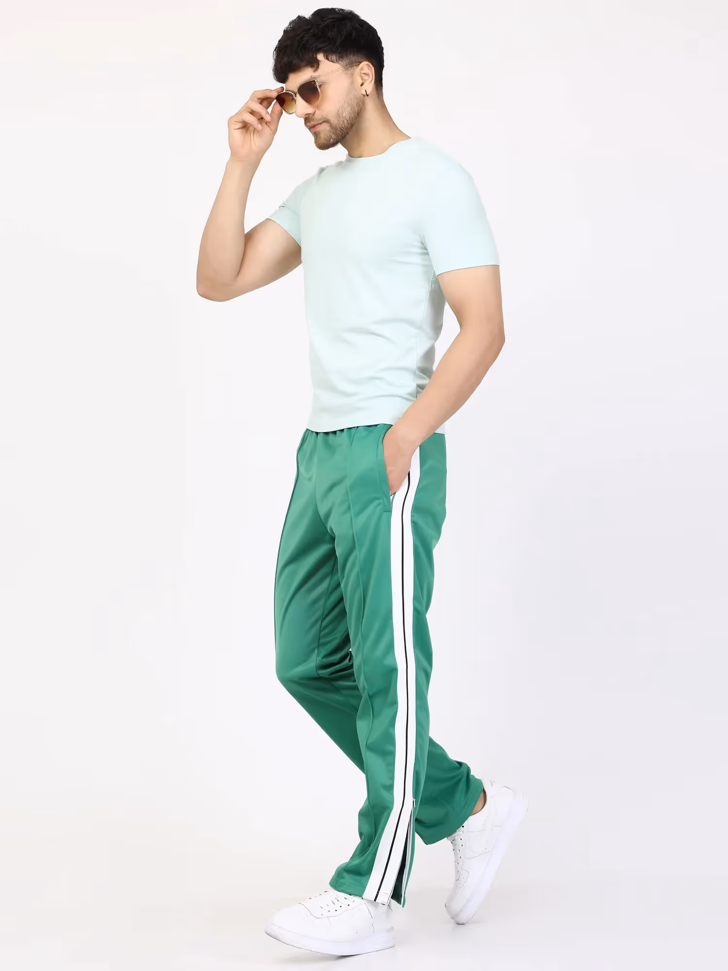 Green Side Tape Straight Fit Track Pants  image 2