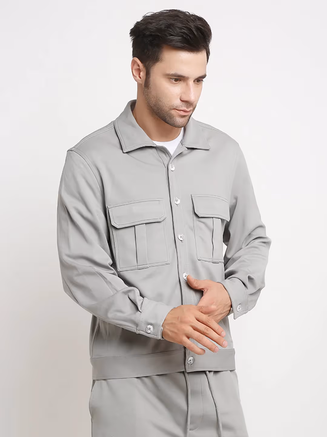 Grey Cargo Utility Shacket image 4