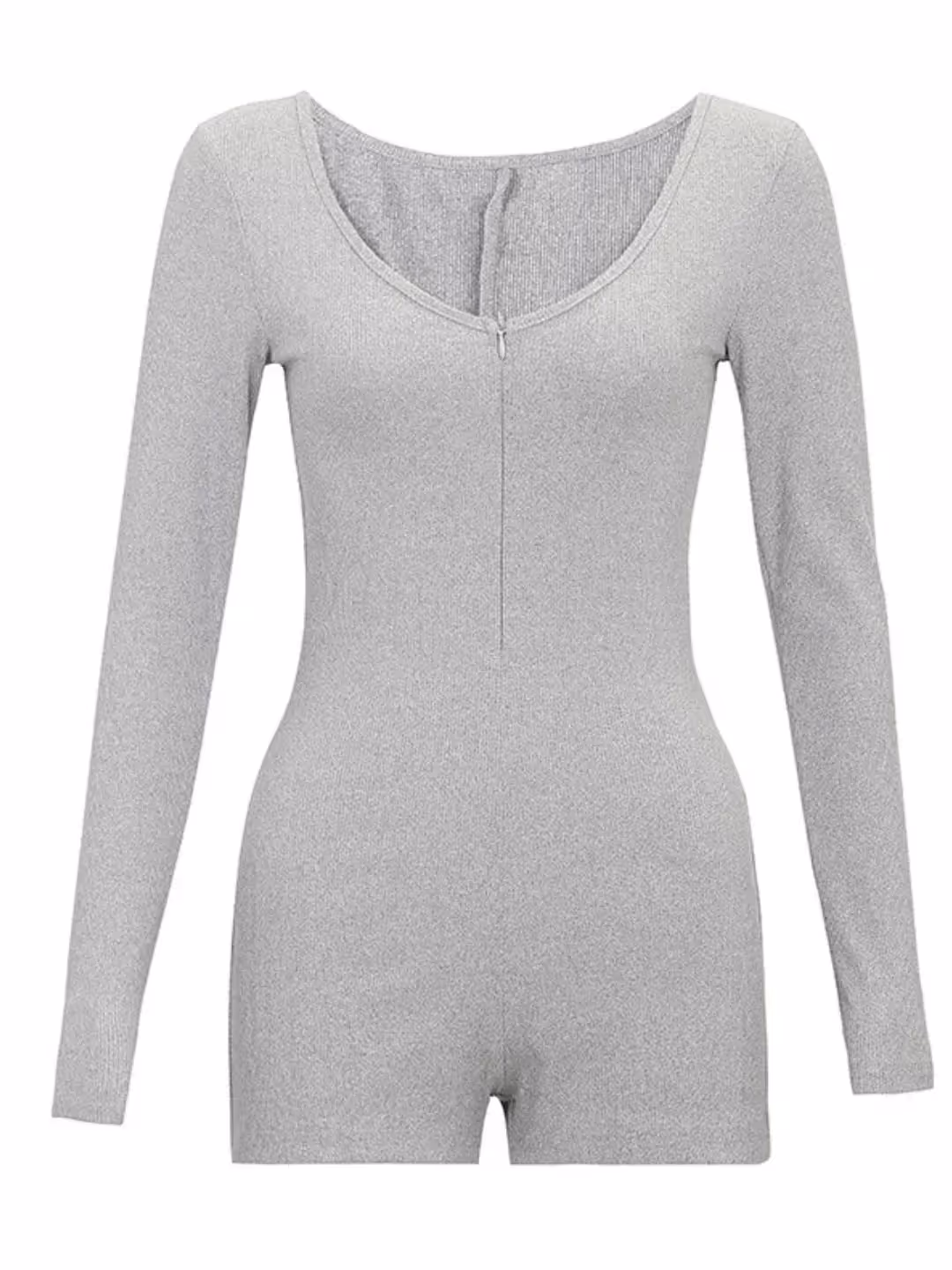 Grey Melange Rib Playsuit  image 4