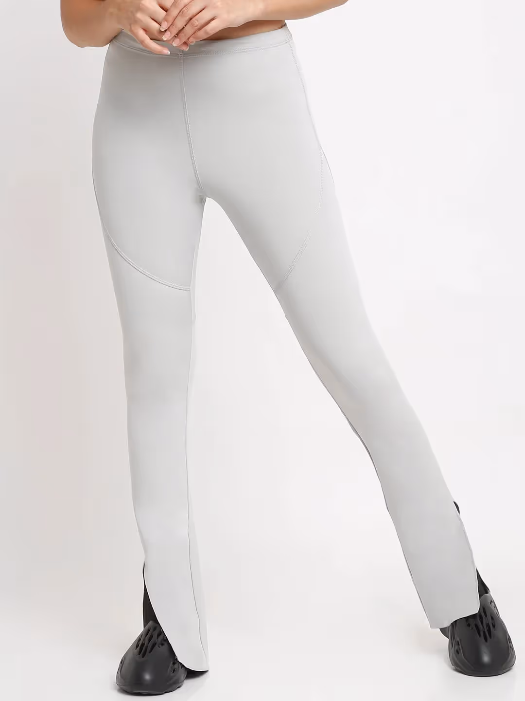 Grey Side Slit Flare Pants  image 2