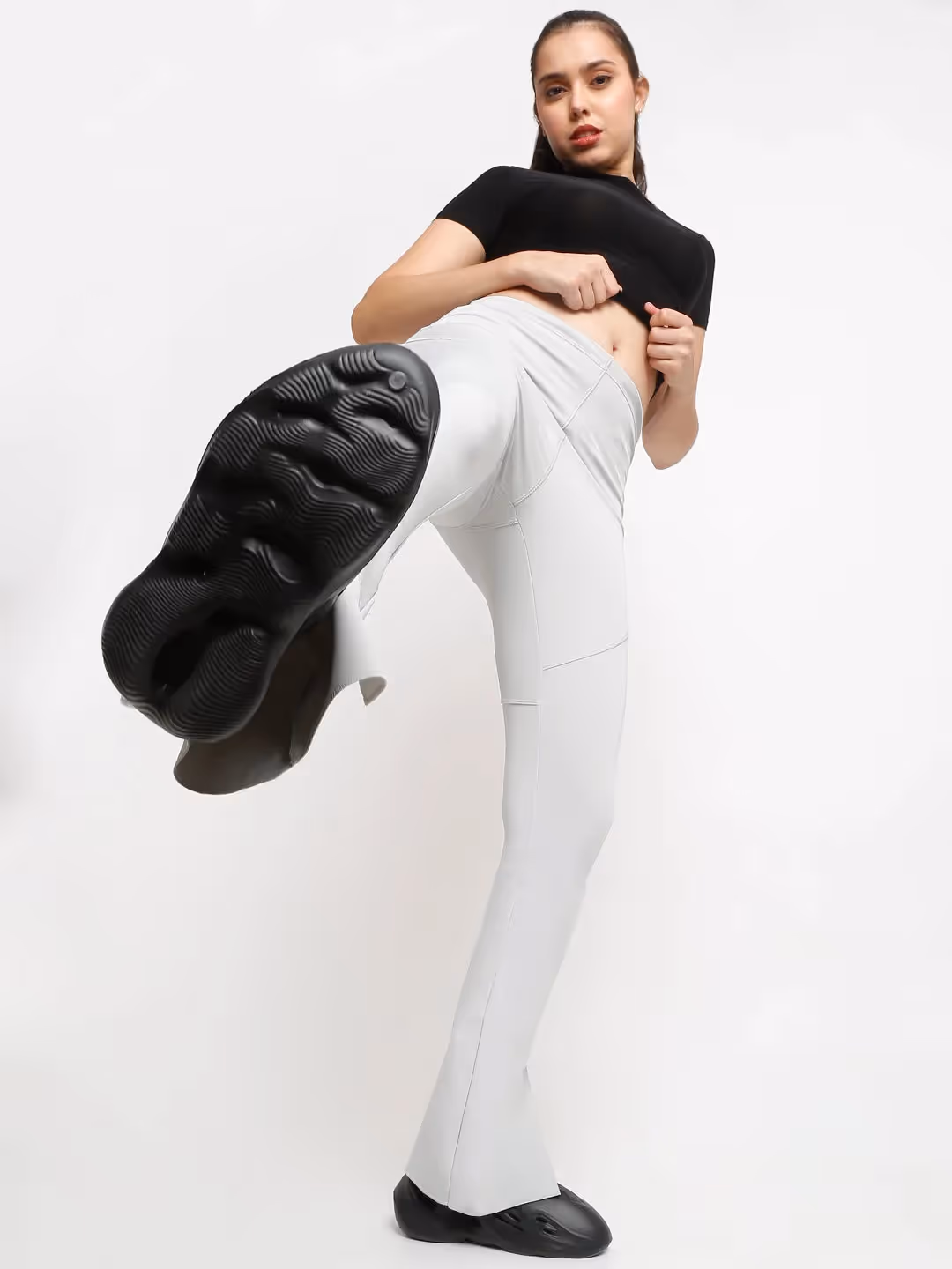 Grey Side Slit Flare Pants  image 6