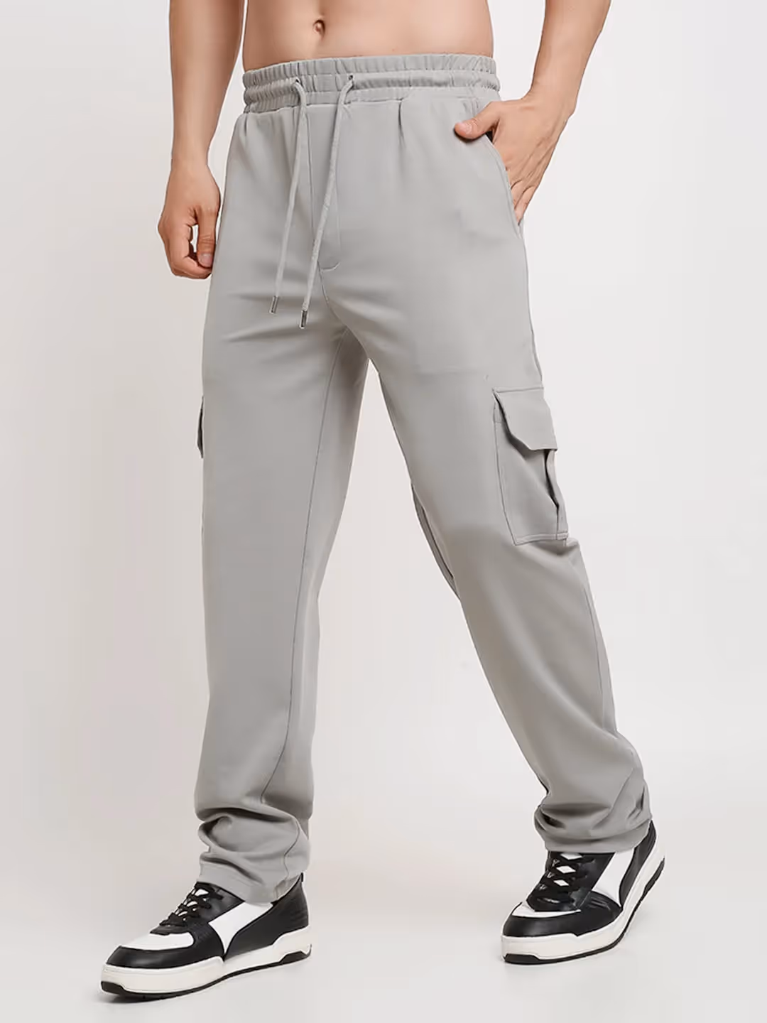 Grey Slim Fit Cargo Pants image 1