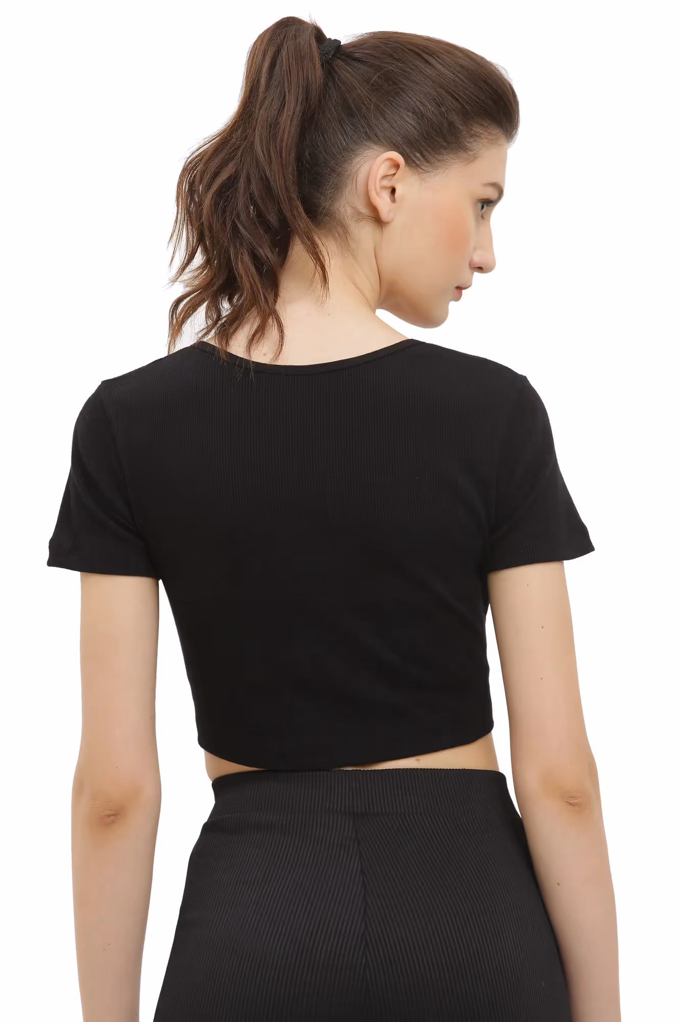 Half Sleeve Rib Crop Top image 2