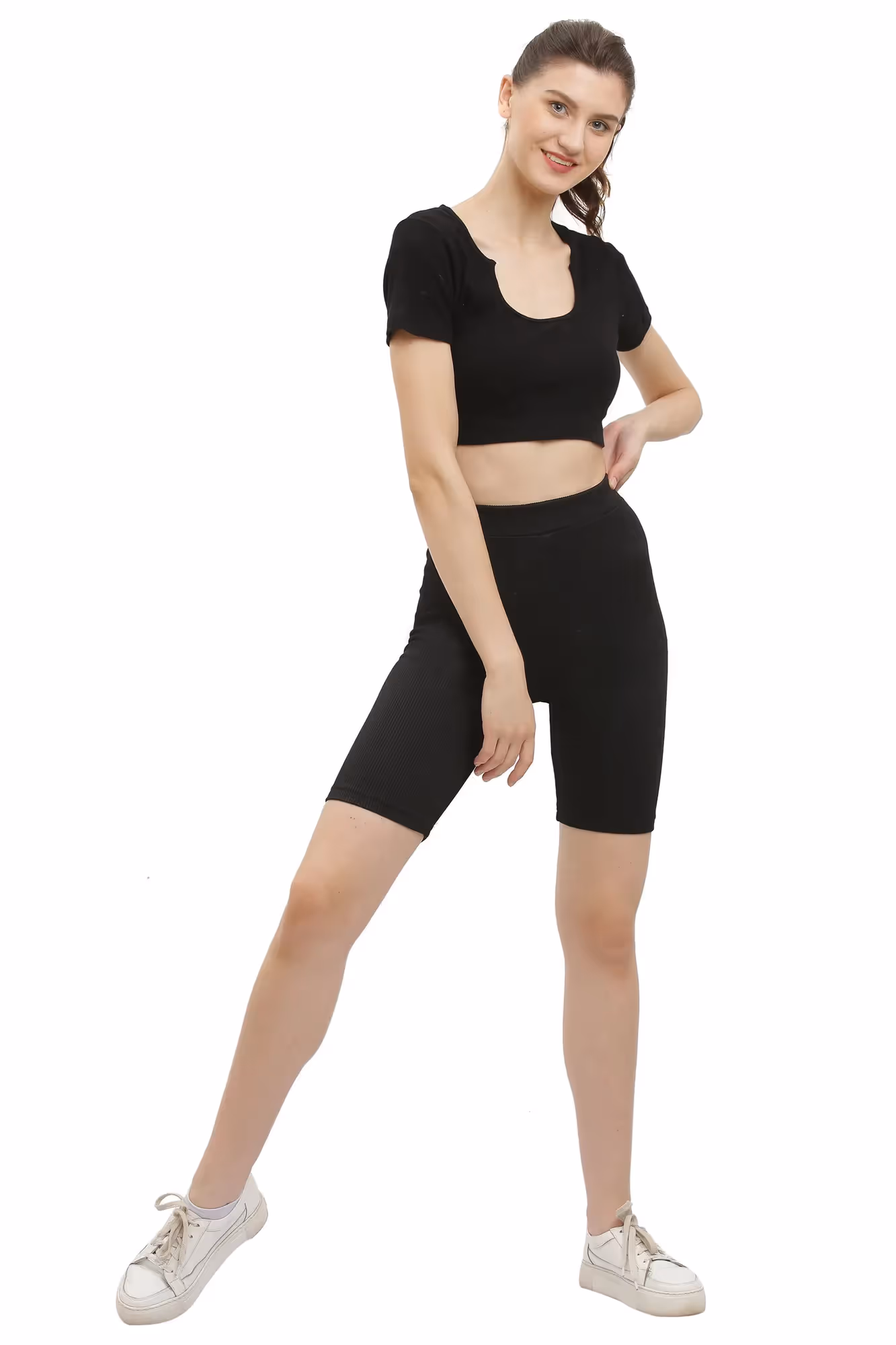 Half Sleeve Rib Crop Top image 5