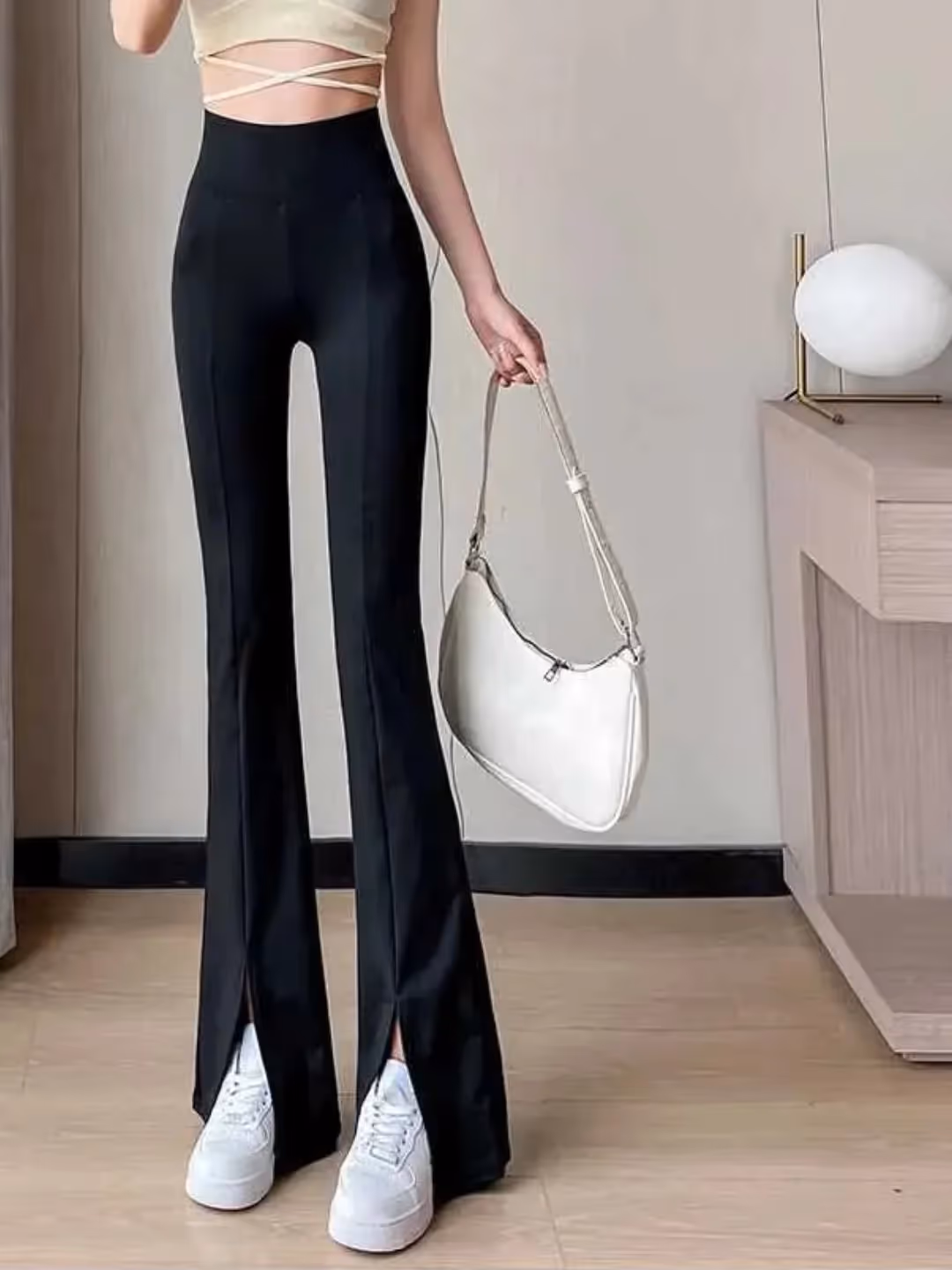 High Waist Front Slit Yoga Pants image 1