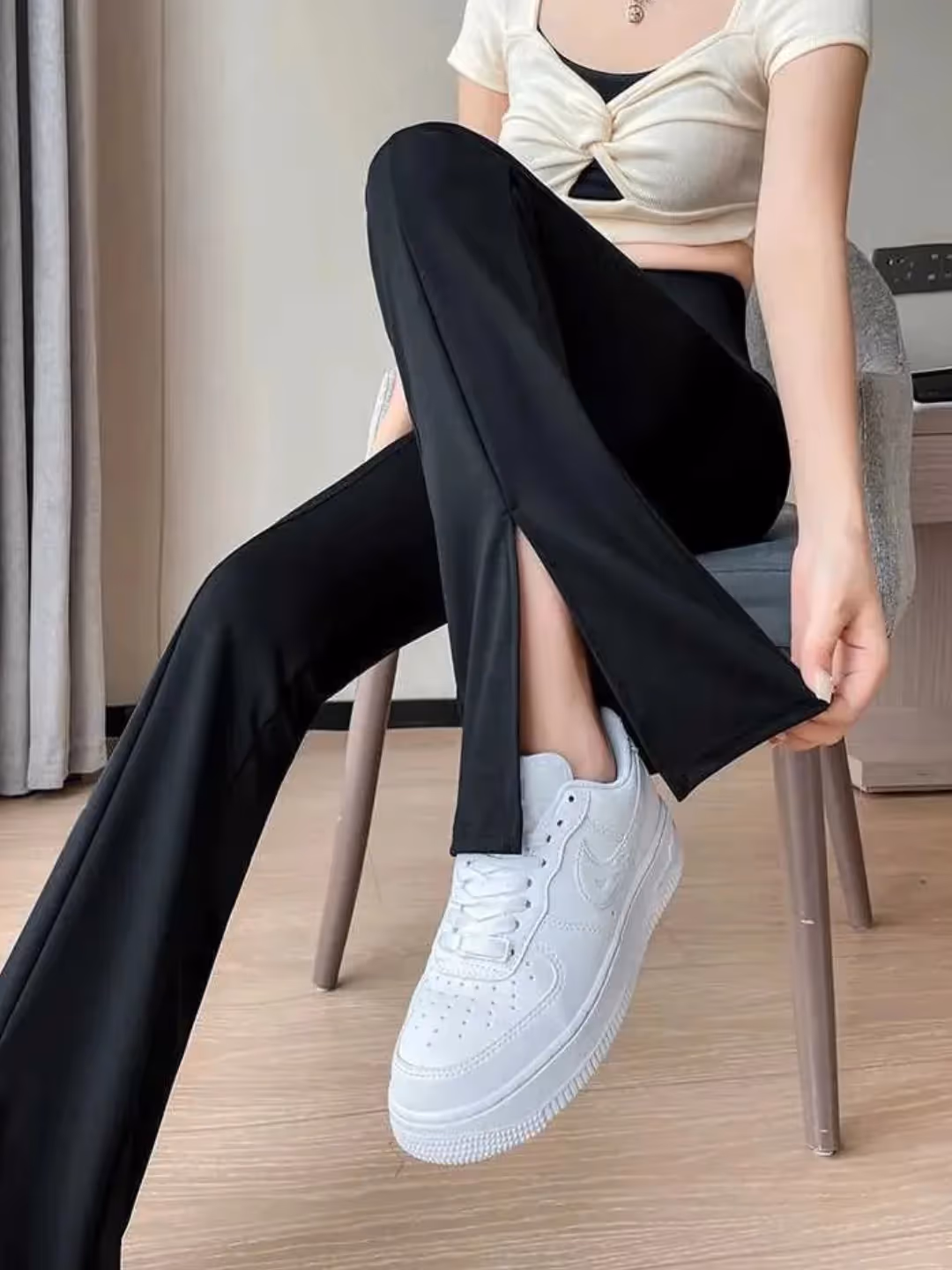 High Waist Front Slit Yoga Pants image 2