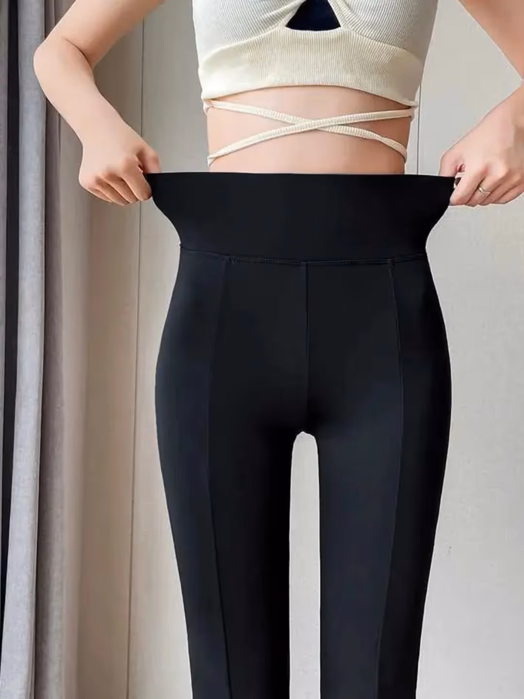 High Waist Front Slit Yoga Pants image 5