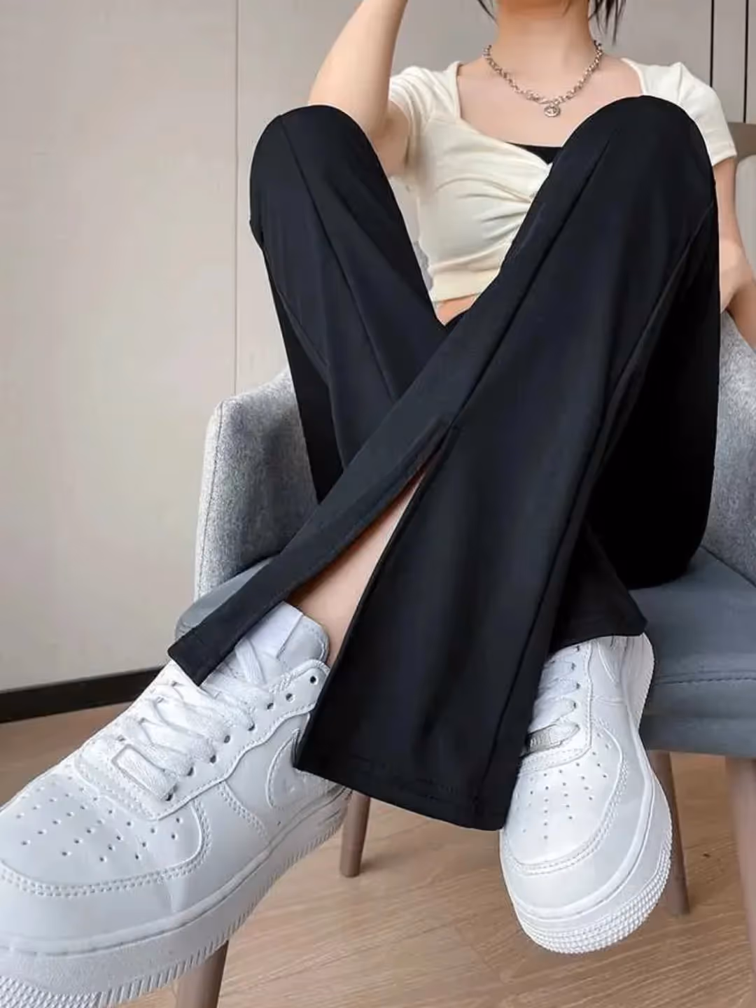 High Waist Front Slit Yoga Pants image 6