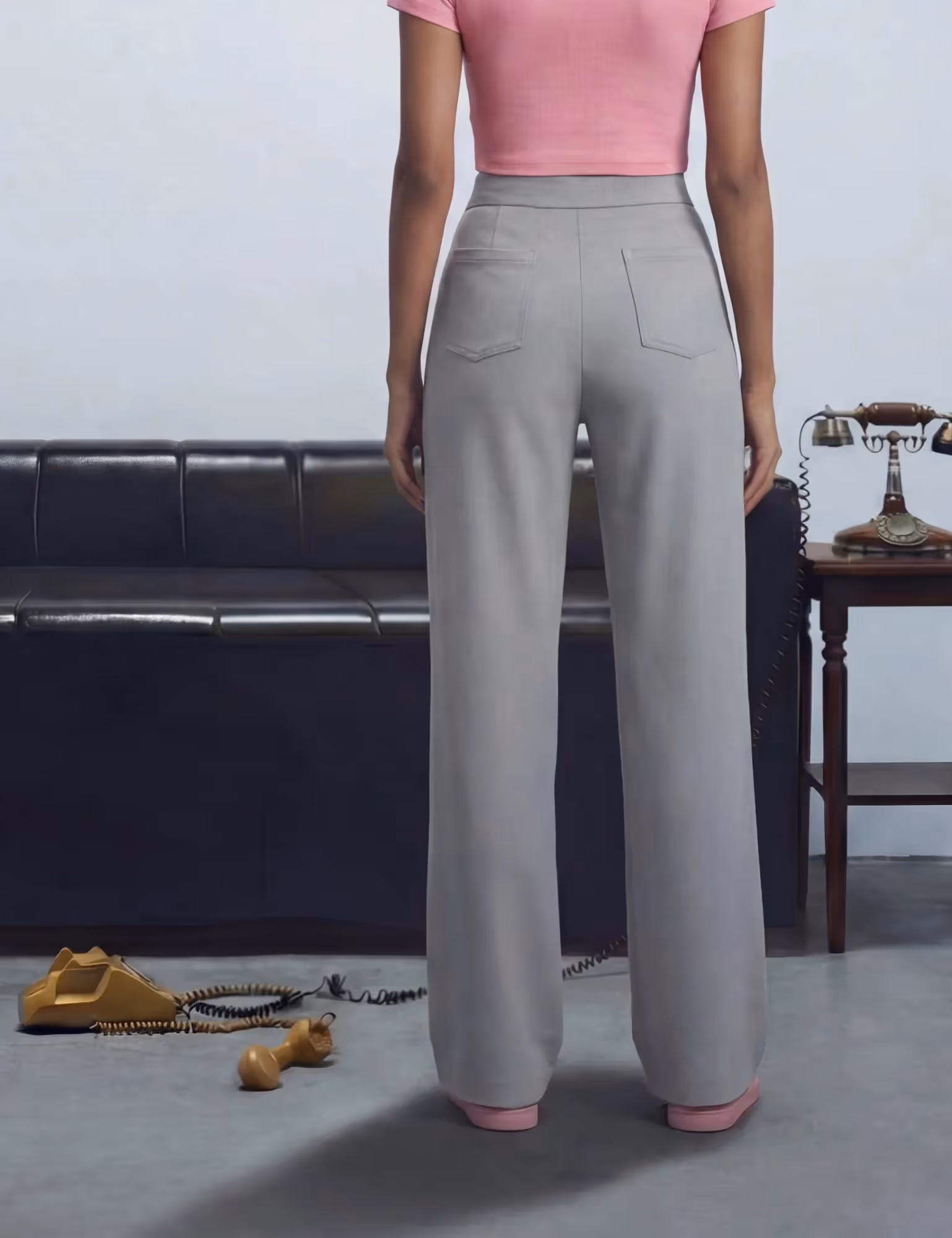 High Waisted Multi Pocket Straight Leg Casual Pants image 3