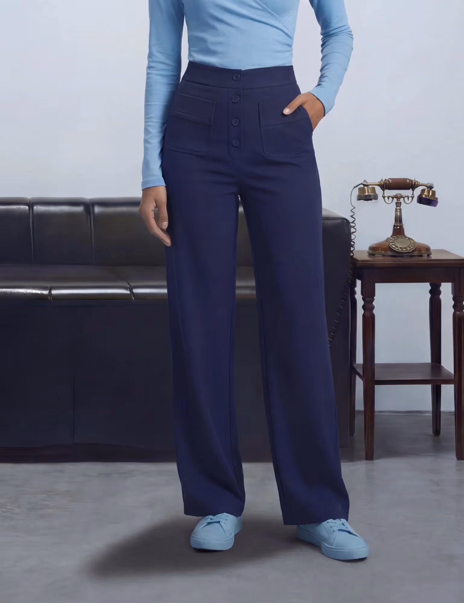 High Waisted Multi Pocket Straight Leg Casual Pants image 6