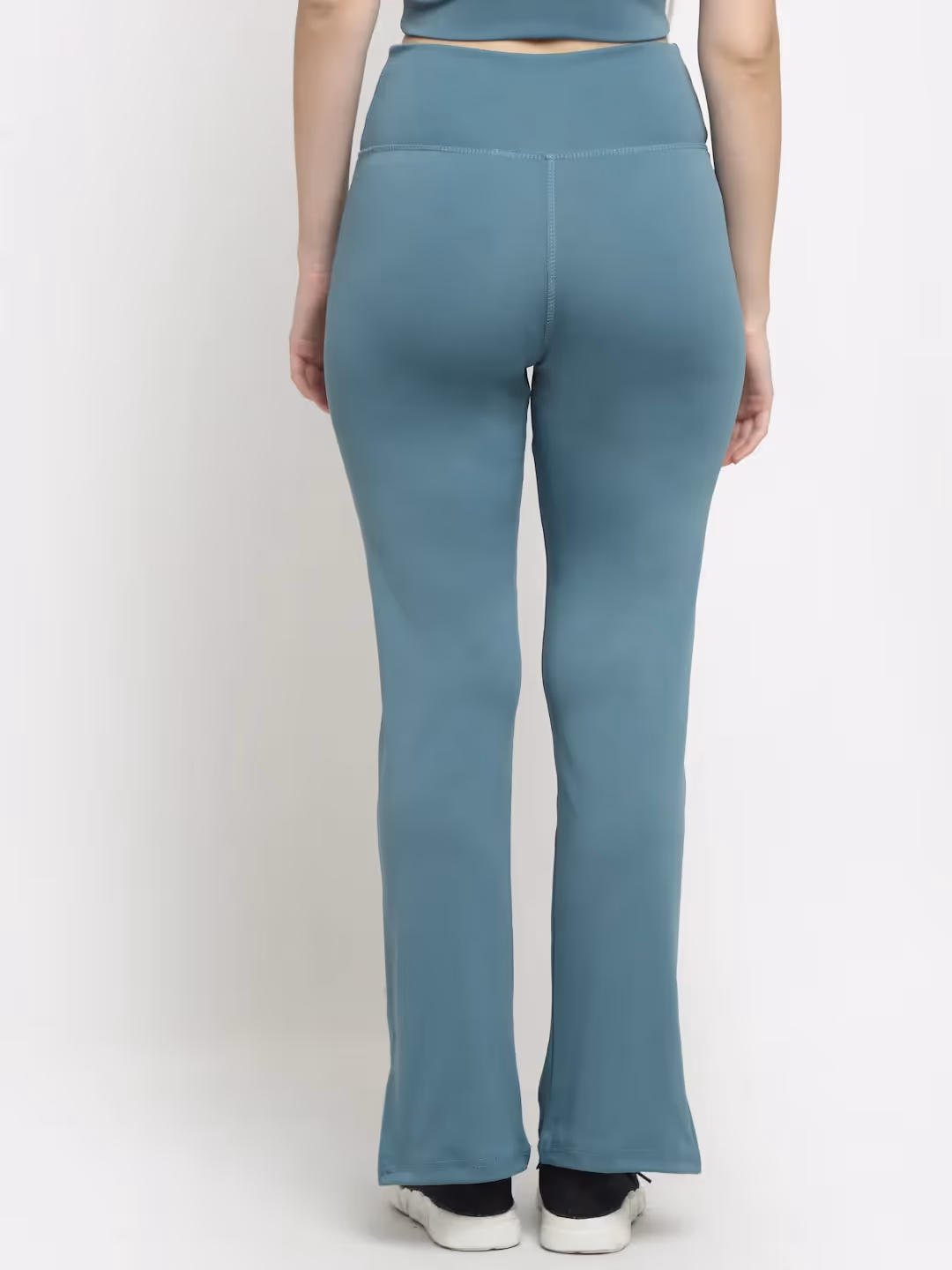 Ice Blue Crossover Pocket Slit Hem Flare Leggings  image 3
