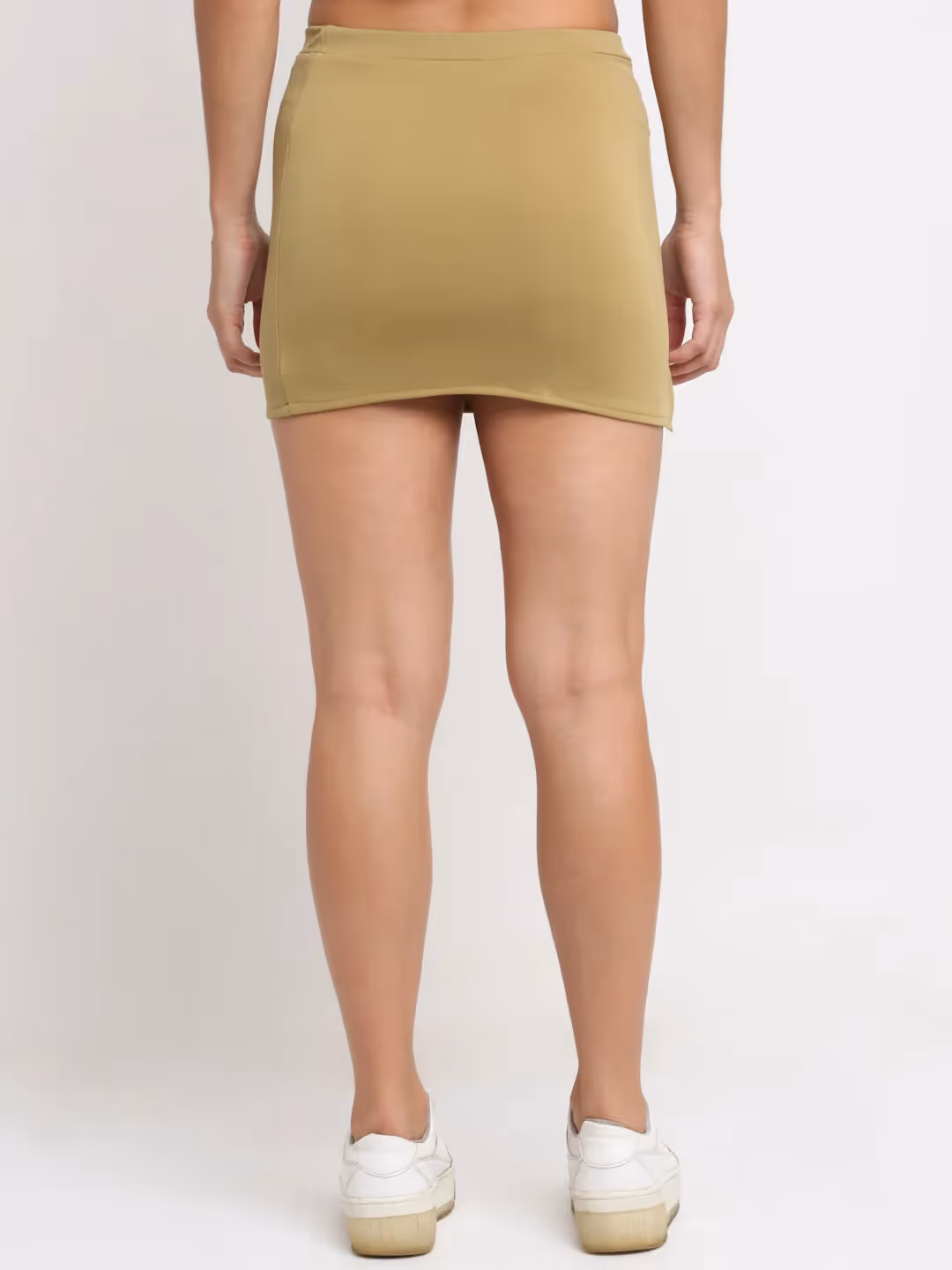 Khaki High-Rise Mini Side Slit Skirt image 1
