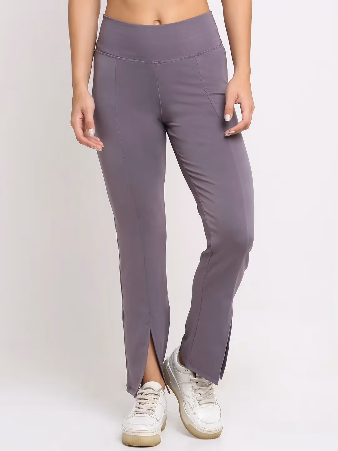 Lavender High Waist Front Slit Yoga Pants image 1