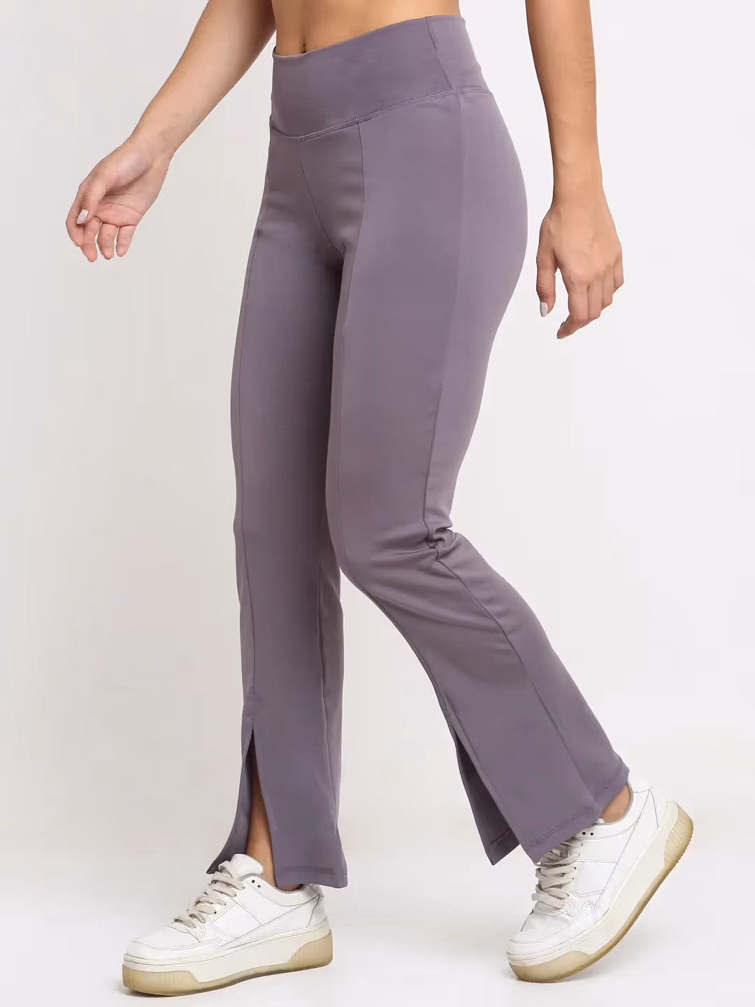 Lavender High Waist Front Slit Yoga Pants image 4