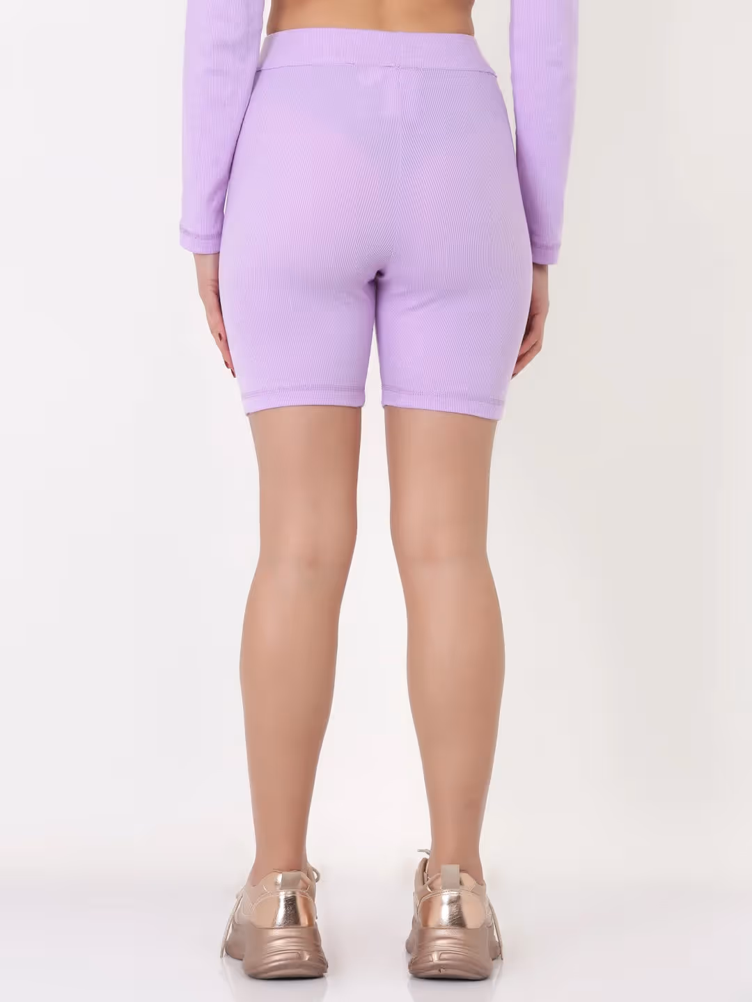 Lavender Ribbed Biker Shorts image 4