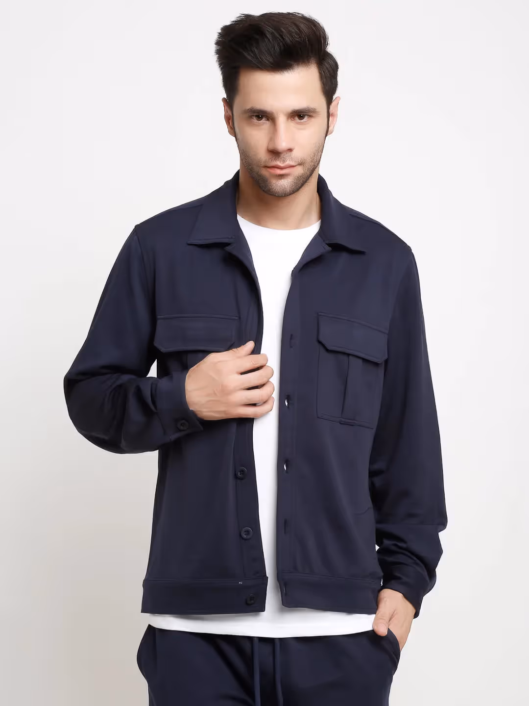 Navy Blue Cargo Utility Shacket image 2