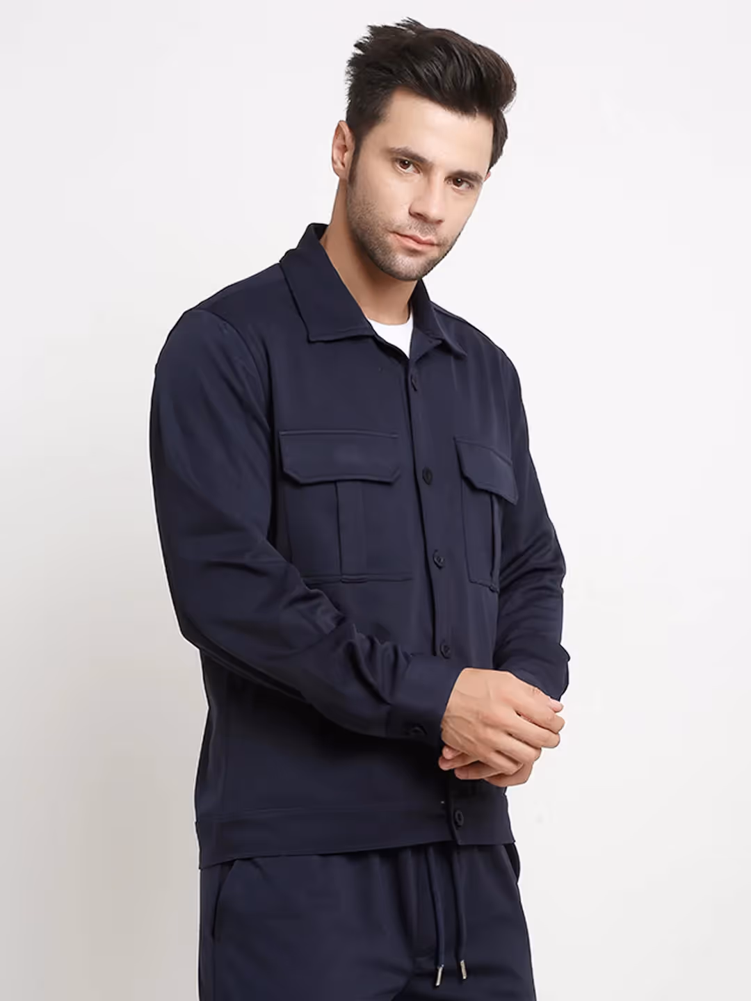 Navy Blue Cargo Utility Shacket image 4
