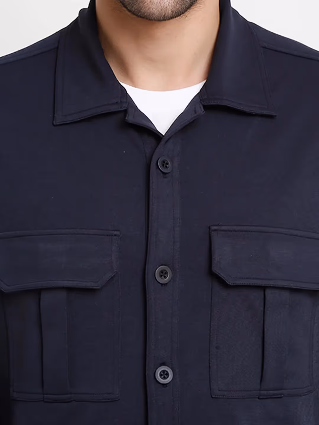 Navy Blue Cargo Utility Shacket image 5