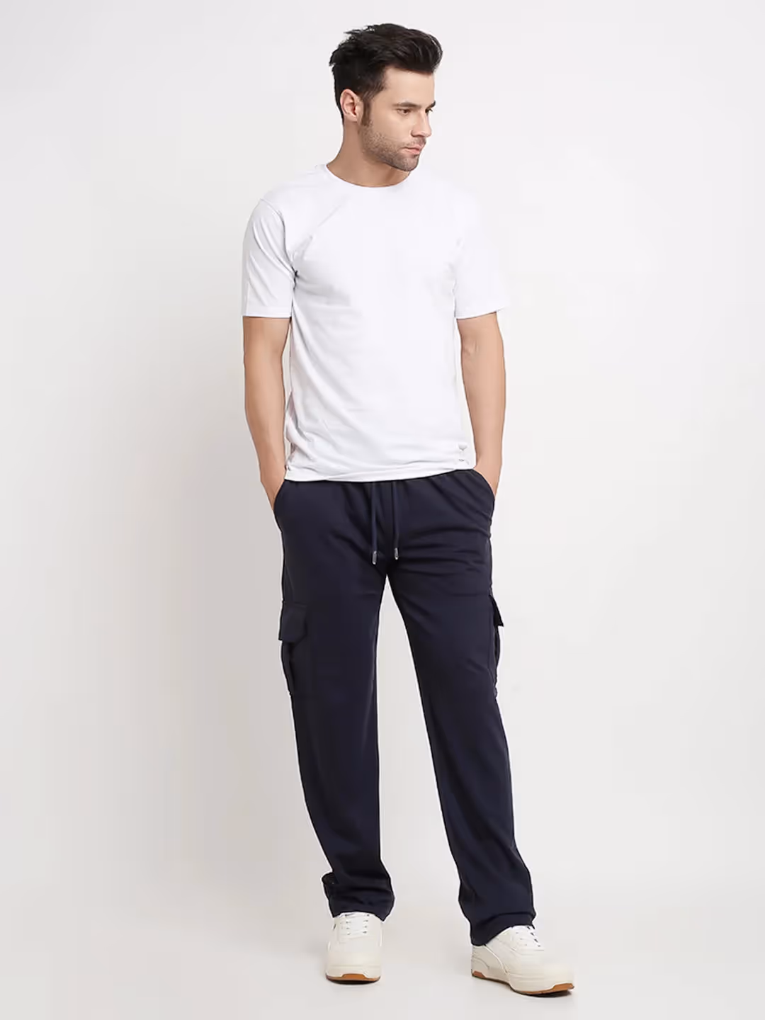 Navy Blue Slim Fit Cargo Pants image 3