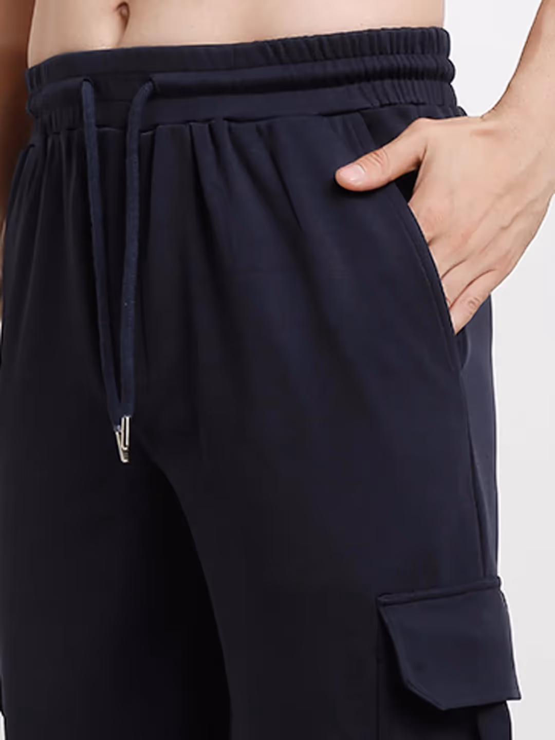 Navy Blue Slim Fit Cargo Pants image 4